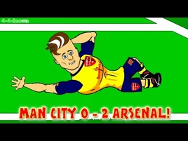 Santi Cazorla DANCE - MAN CITY vs ARSENAL FC 0-2 (Goals Highlights Giroud) Football Cartoon