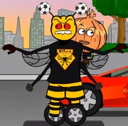 Onion Ighalo riding the Hornet car.