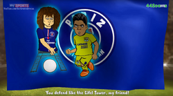 Suarez nutmegging David Louise.