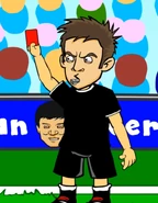 Oliver in 2014. Giving Chris Talling a red card.