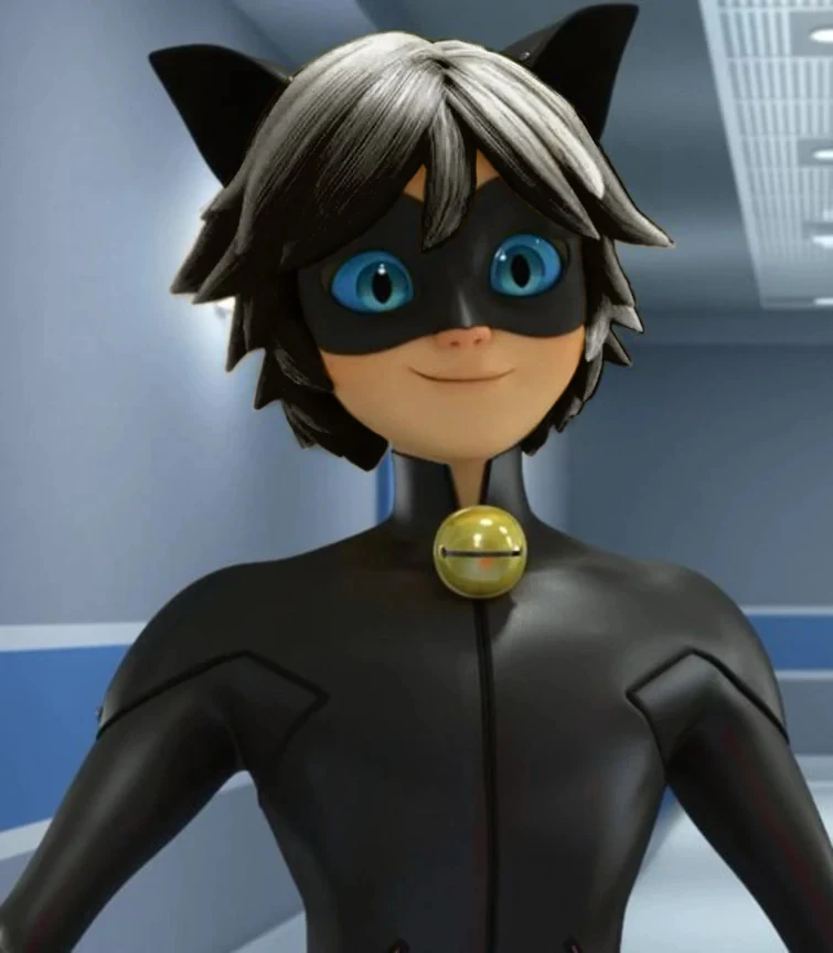 Cat Noir with black hair and blue eyes Fandom