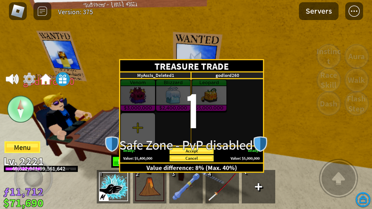 Trading PERMANENT BLIZZARD for 24 Hours in Blox Fruits 