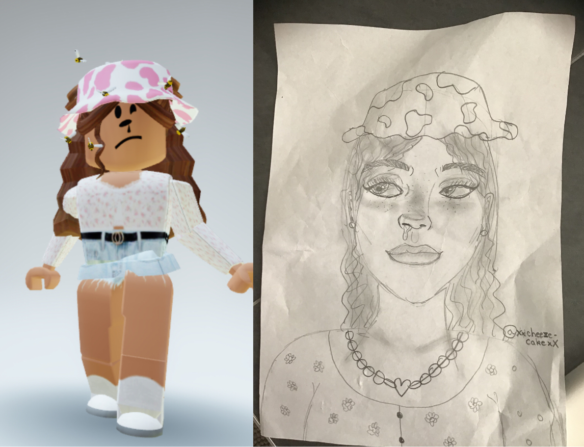 My Very Odd Unsymmetrical Drawing Of My Roblox Avatar That I Made 2 Months Ago Fandom - girl avatar roblox drawings