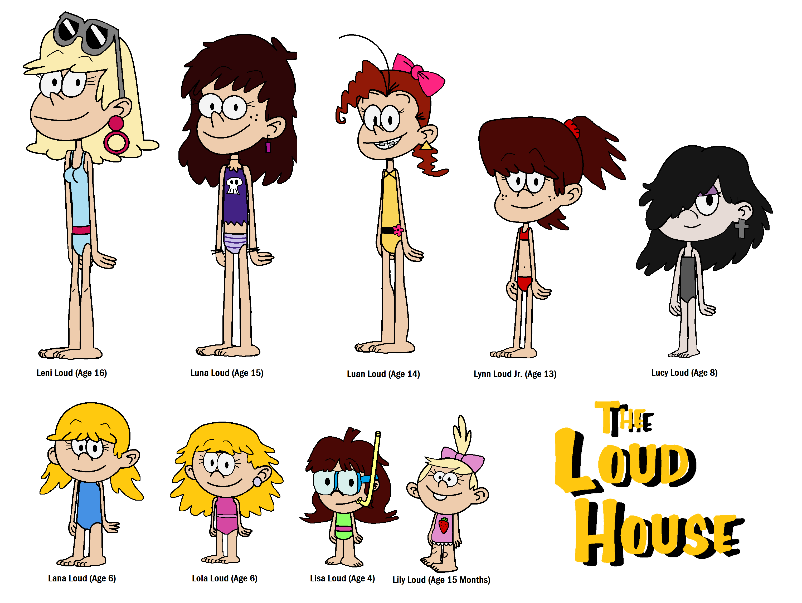 Leni Luna Luan Lynn Jr Lucy Lana Lola Lisa And Lily Loud Full House Style In Swim 