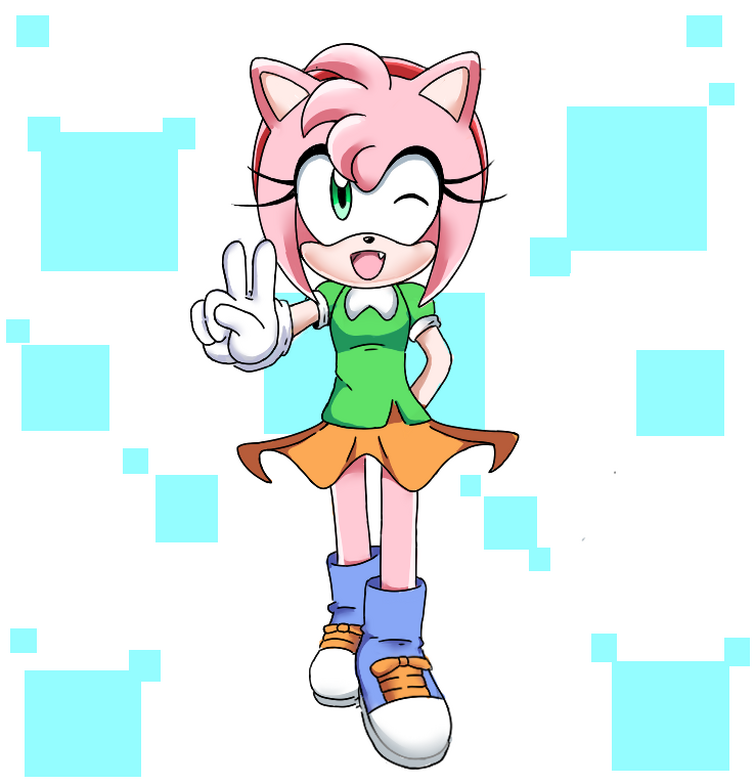 Classic Sonic Likes Classic Amy in Modern Outfit by zachgamer4427