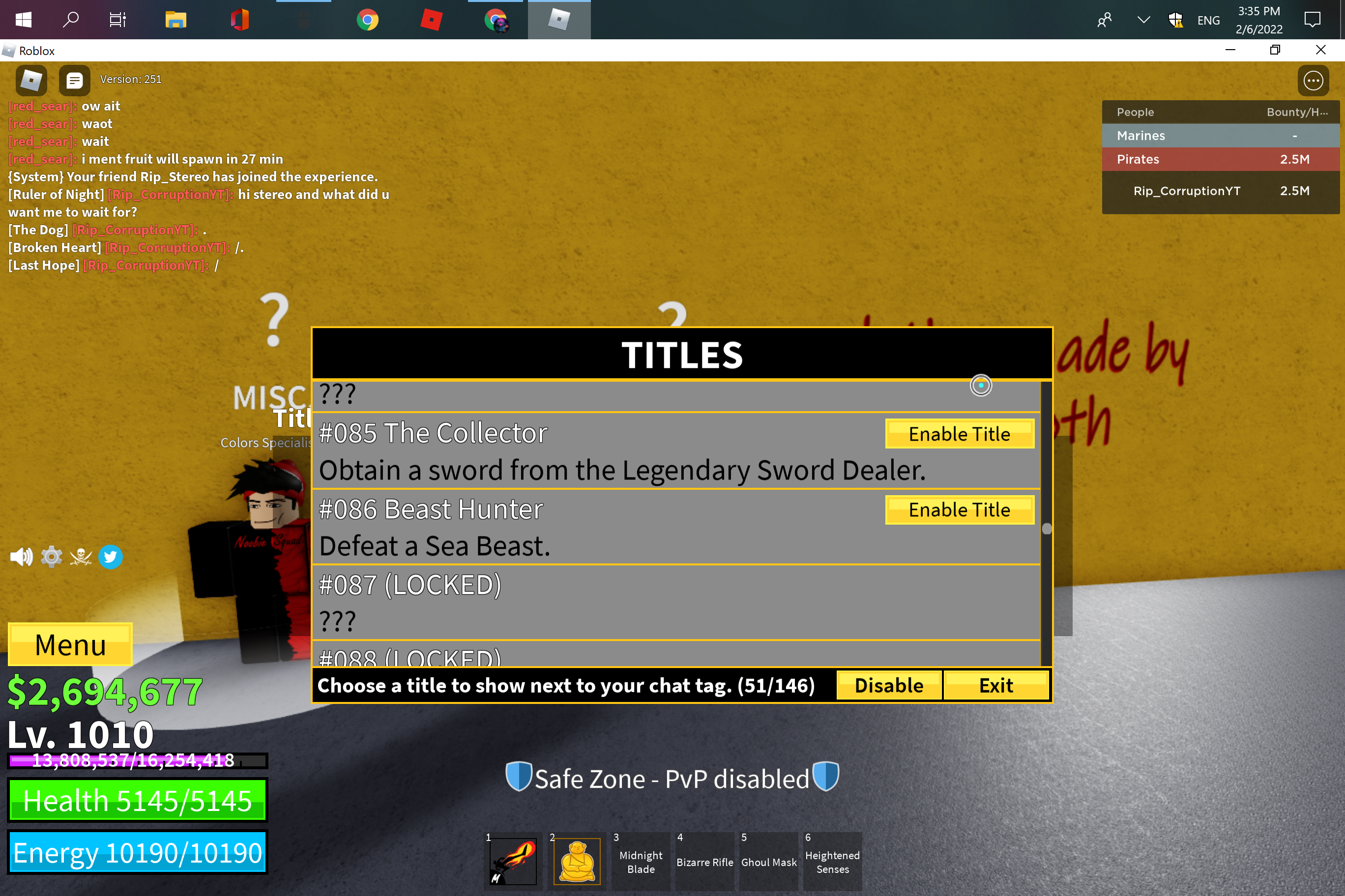 SO I TRIED TO GET ALL THE TITLES IN BLOX FRUITS! 