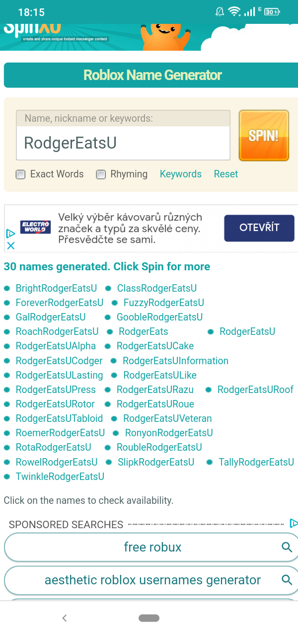 Untaken Roblox Names Generator