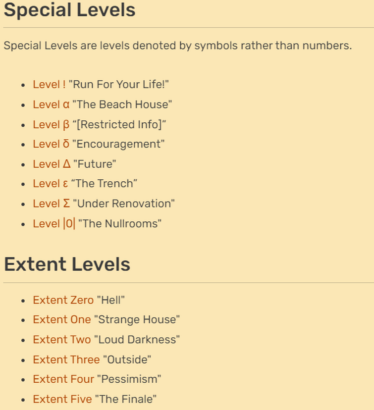 Yo, anybody remember old level list?