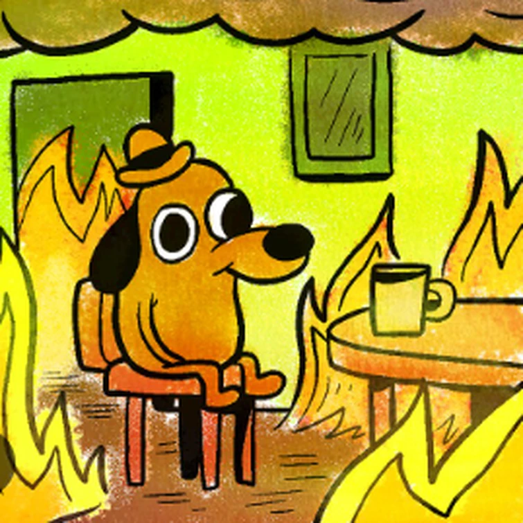 This is fine мем. Собачка сидит в огне. Im fine в огне. Собака в горящем доме. Собака в горящем доме.