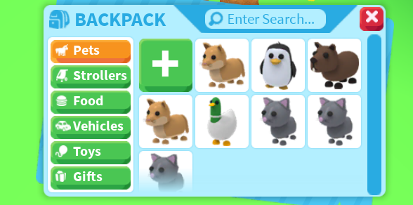 Roblox Adopt Me Inventory Pets