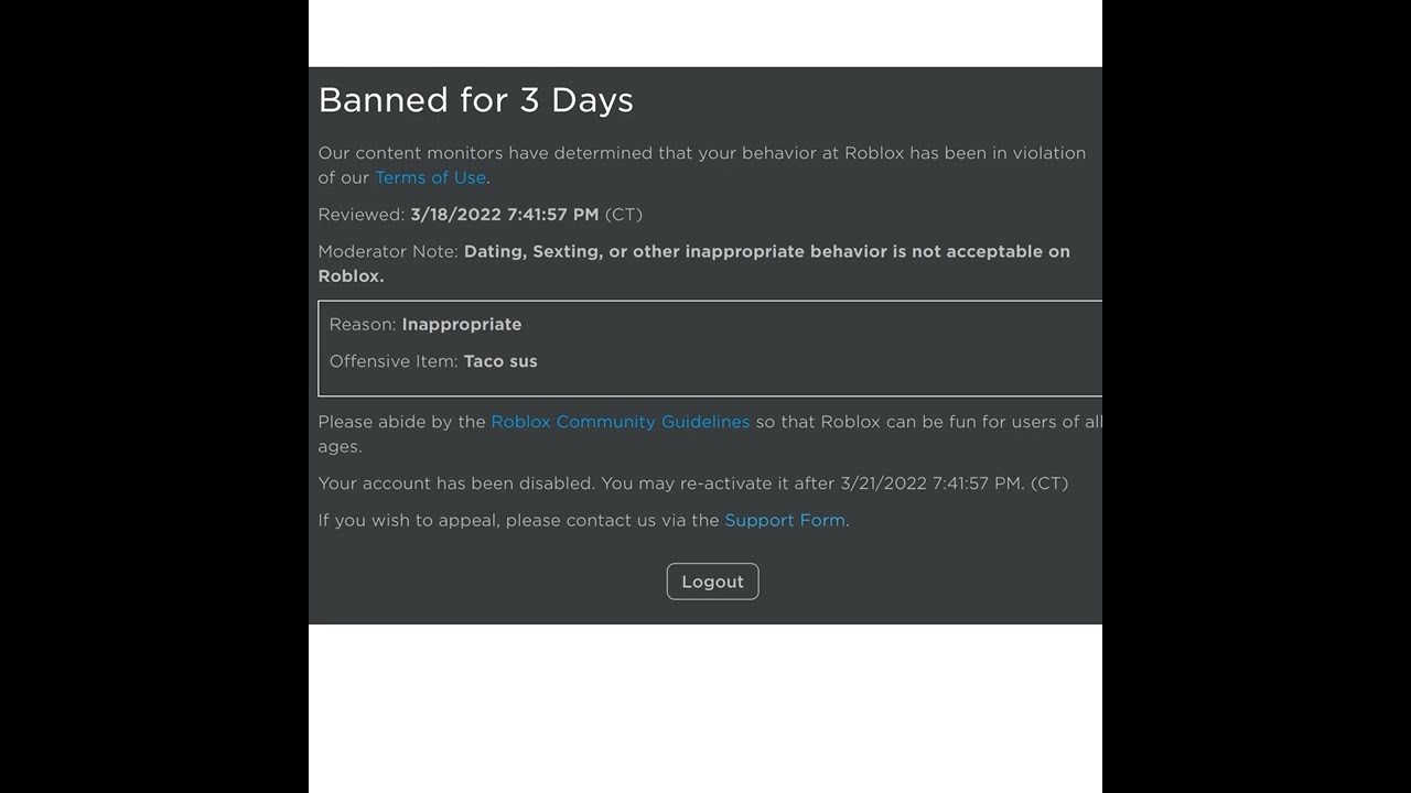 Bruh😭 #roblox #banned