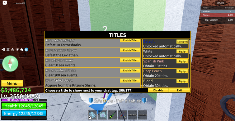 How to equip a title in Blox Fruits