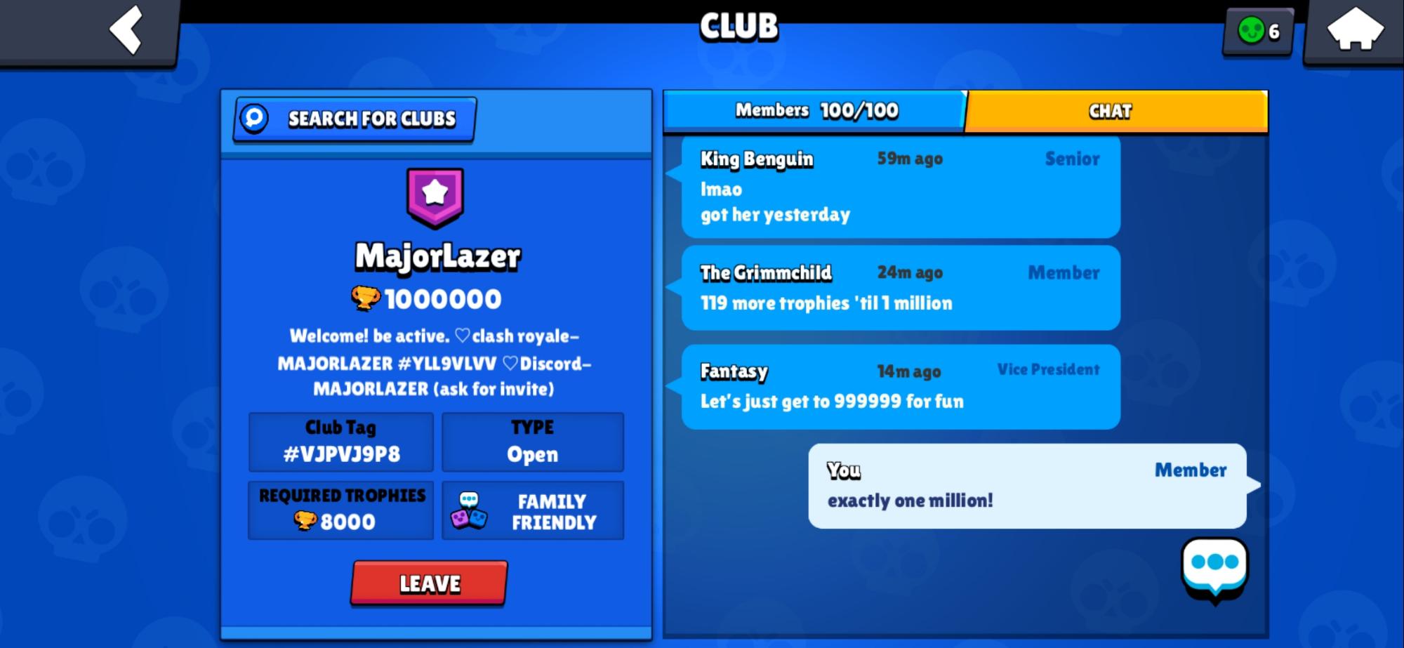 One Million Trophies Fandom - what are brawl stars clubs for