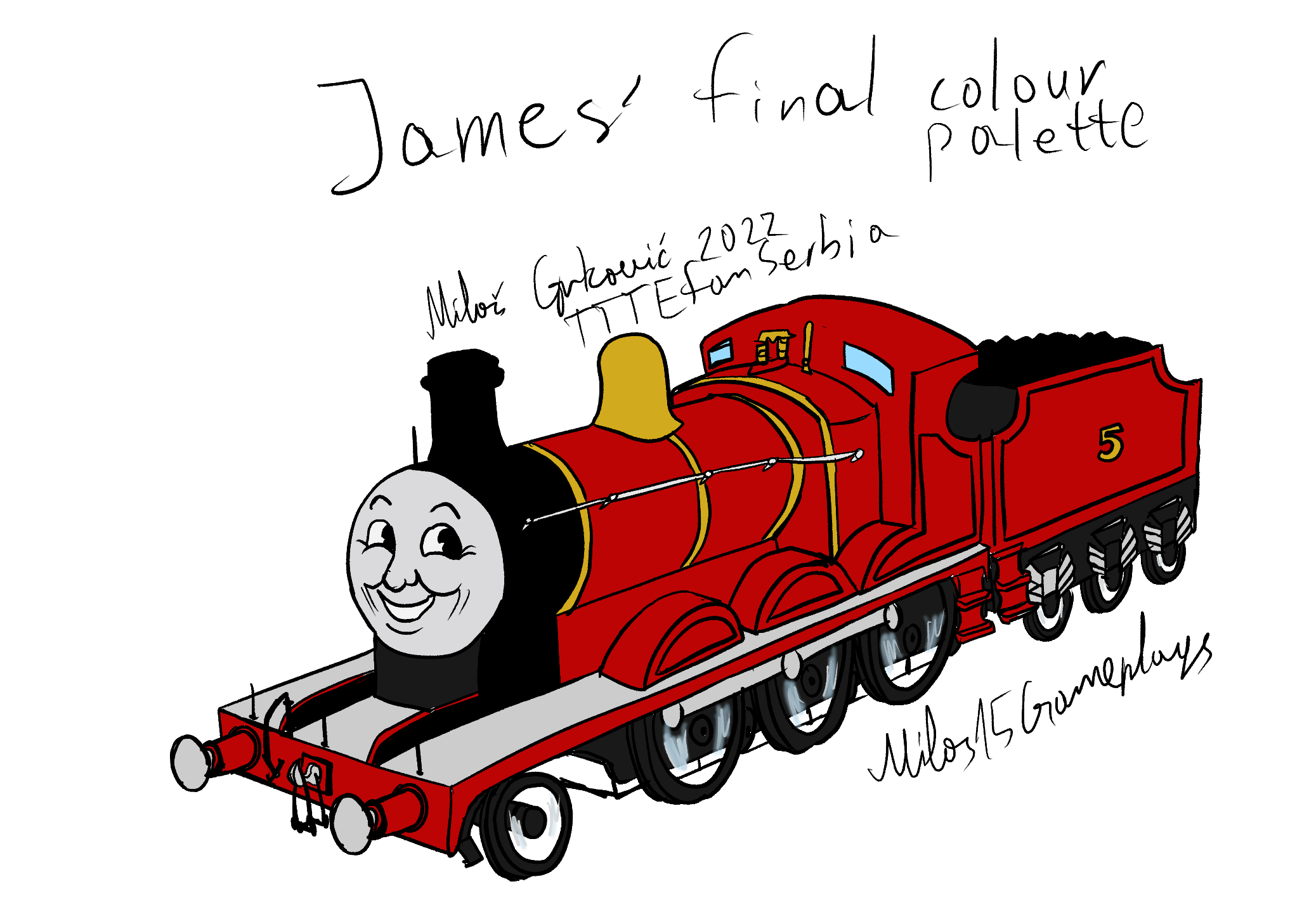 Colored page James the red engine painted by User not registered