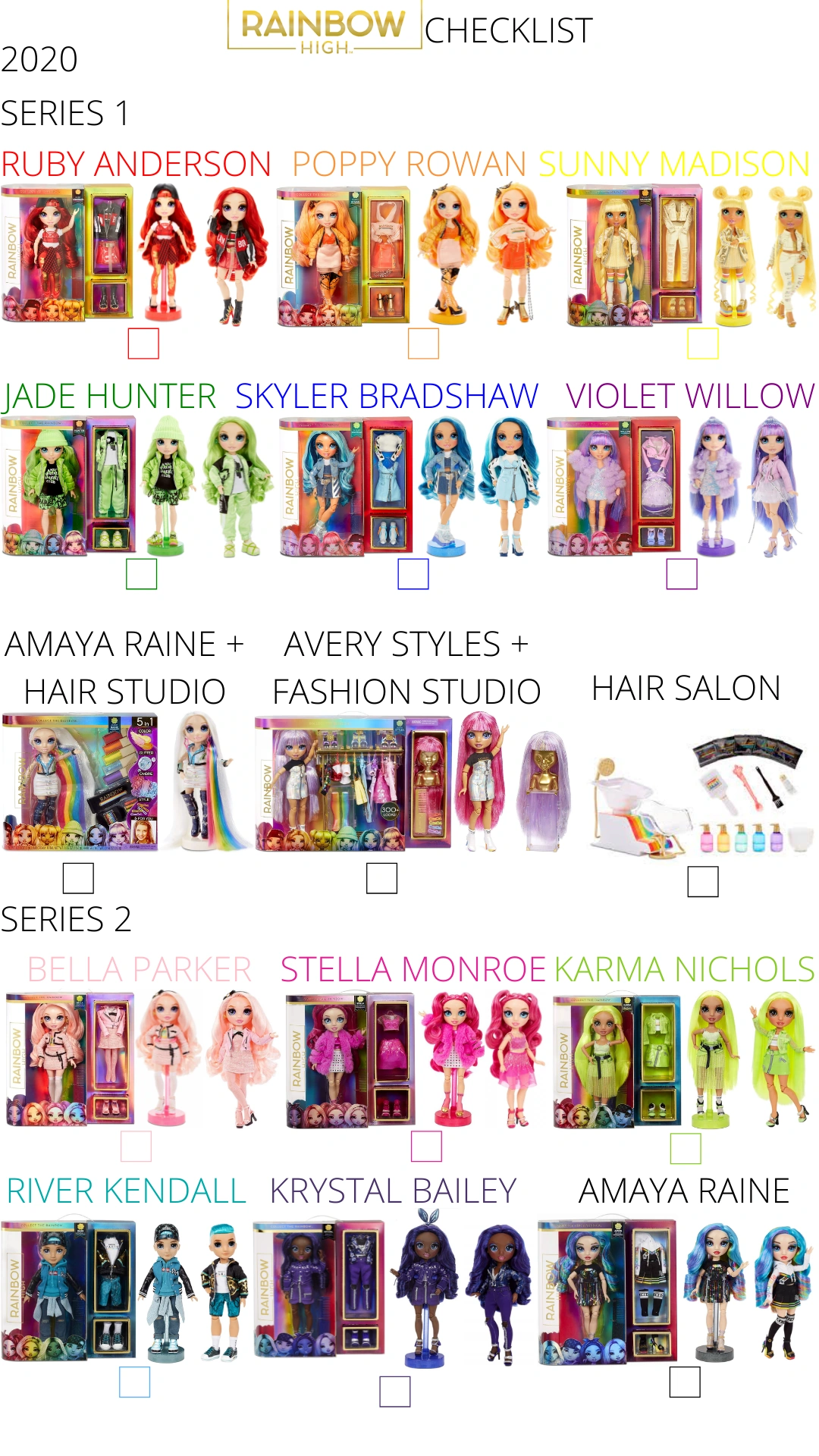The Rainbow High Checklist I Made... Fandom
