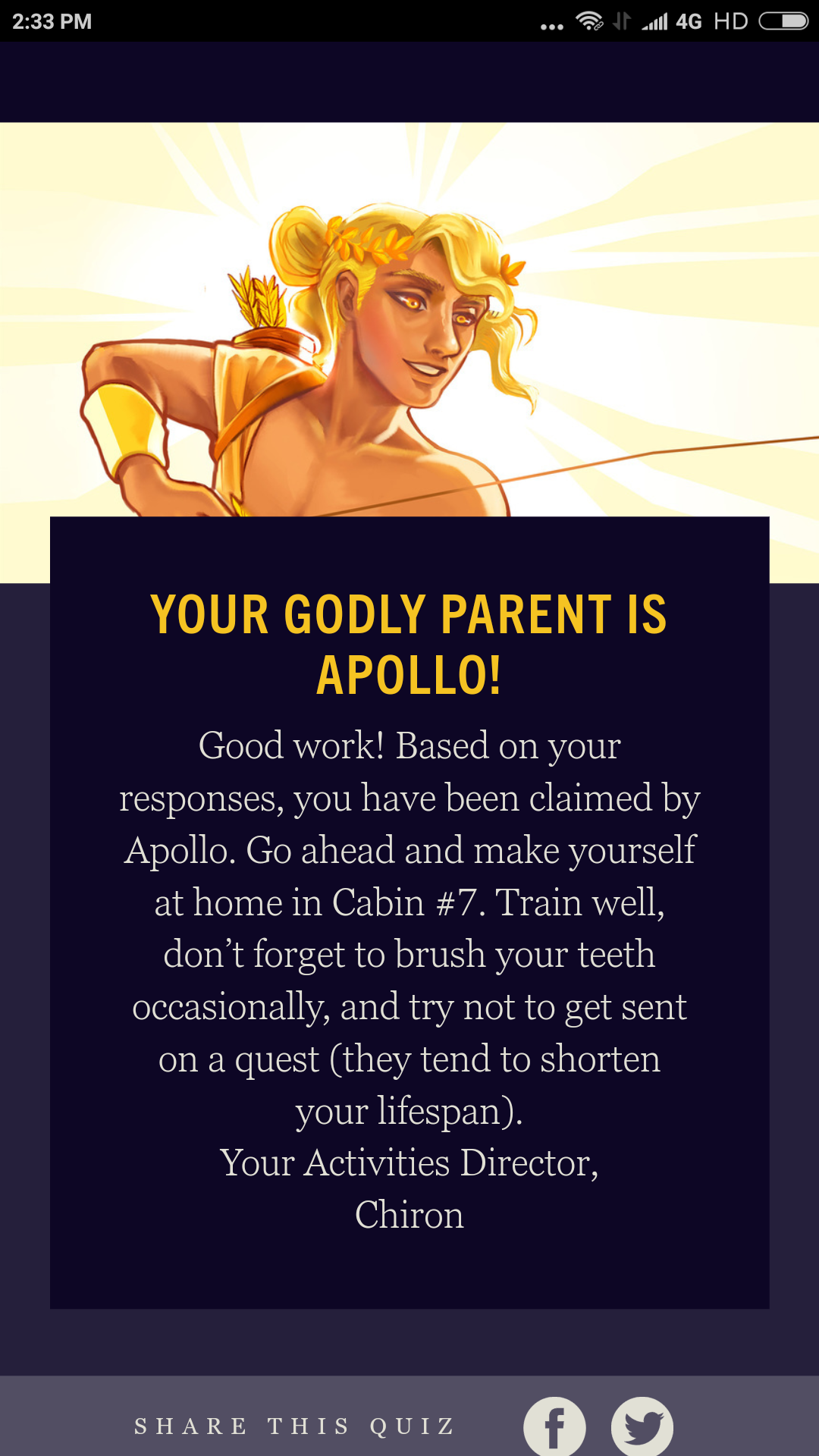 Percy Jackson~ Who is your godly parent?