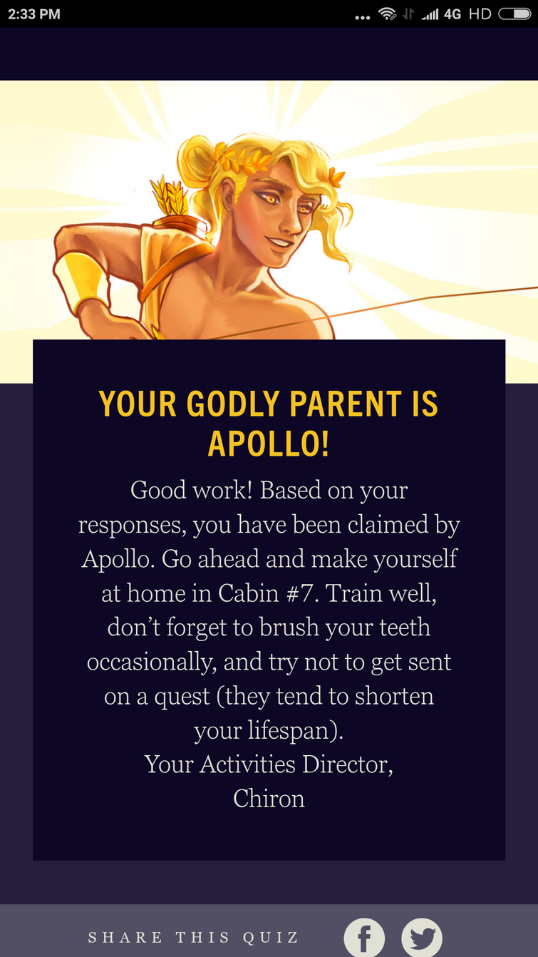 Percy Jackson Quiz. Who is Your Godly Parent From 12 Gods?