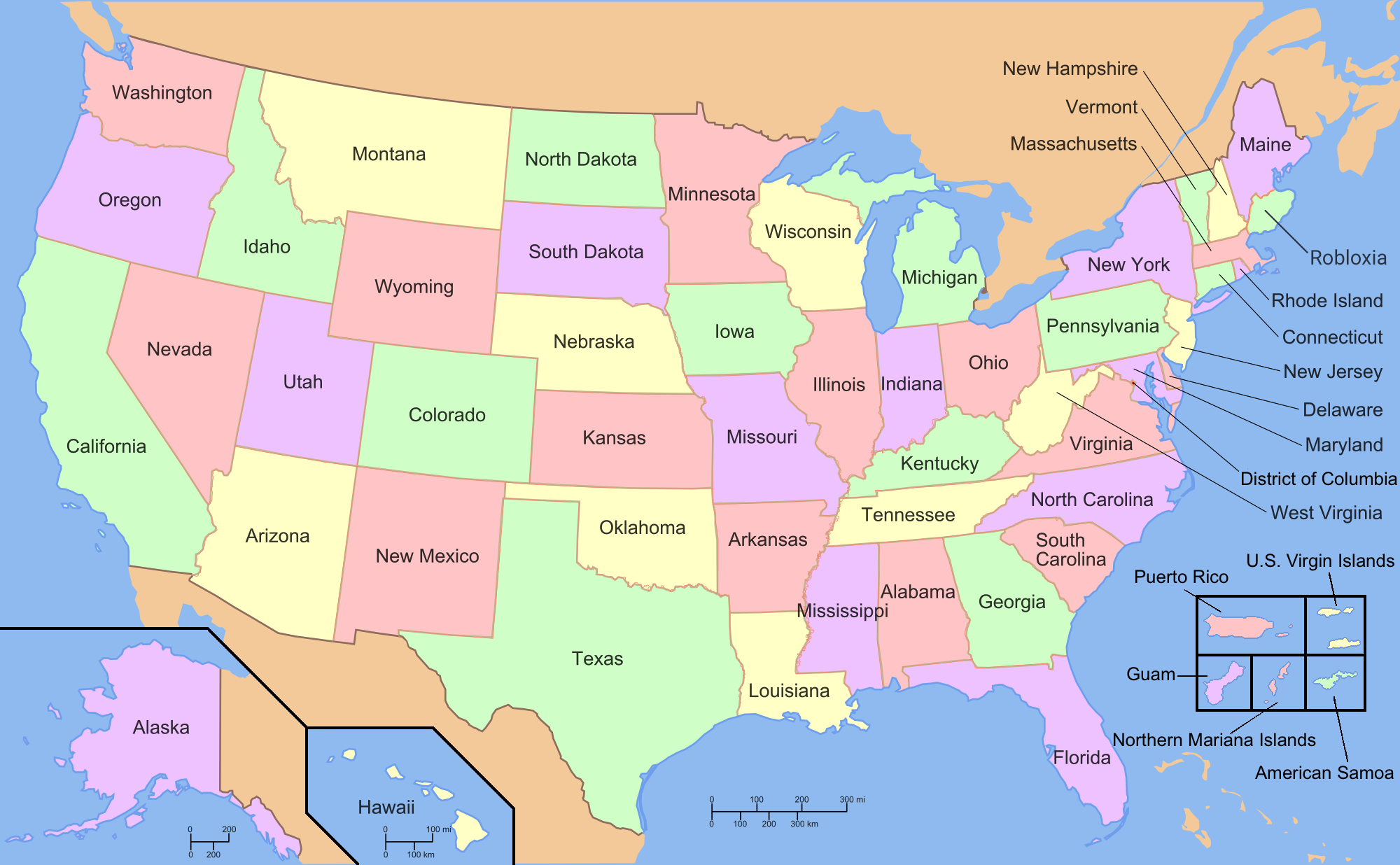 The map of The USA, within The US state of Robloxia | Fandom