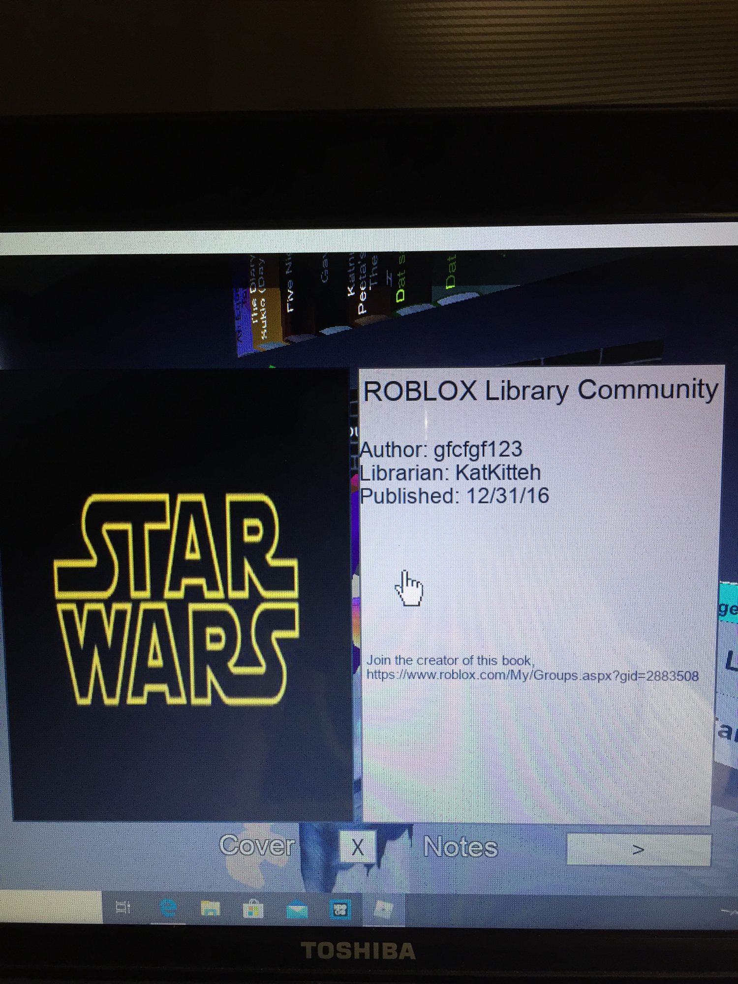 I Just Found Out Star Wars Material In This Roblox Library Yay Fandom - toshiba laptop roblox