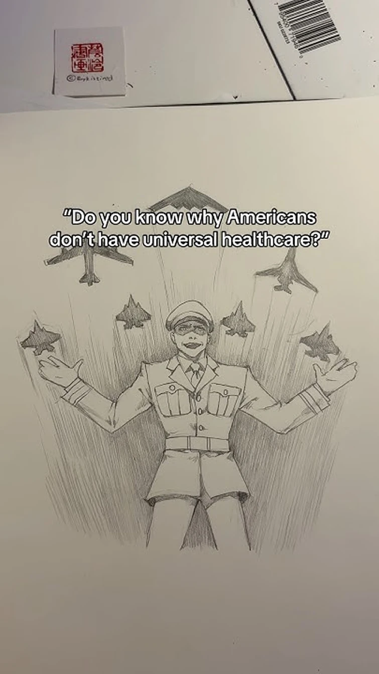 Nobody’s getting Medicaid! Another 800 billion to the military!! #memes #pencildrawing