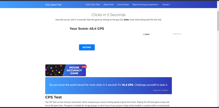 Challenge yourself with the Kohi Click Test!, by CPS Test