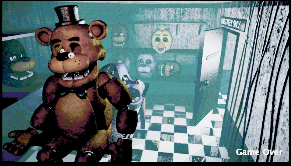 The fnaf 1 animatronics heads looking at camera easter egg (theory)