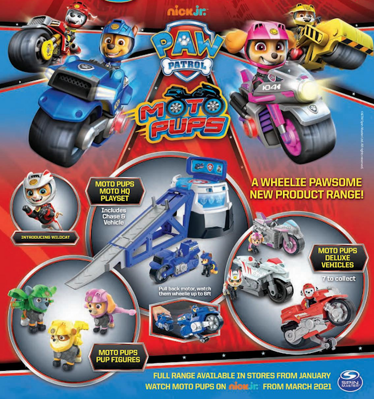 Paw Patrol, Moto Pups Wildcat's Deluxe Pull Back Motorcycle Vehicle with  Wheelie Feature and Toy Figure