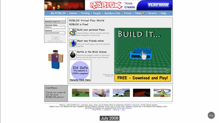 Evolution of Roblox website (2006 - 2020) 