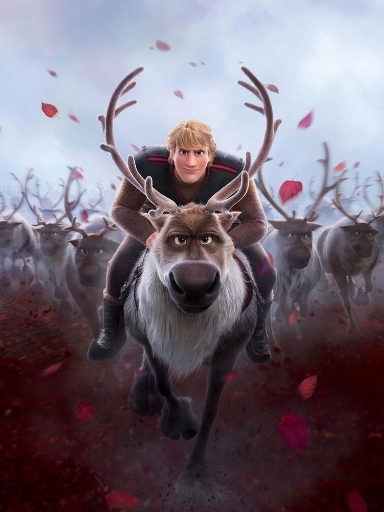 Frozen - Kristoff rides his faithful reindeer, Sven, in this first look  image.