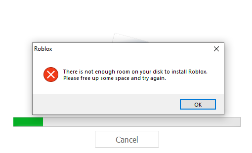 How To Fix Roblox Unable To Install Because There Is Not Enough Room On The  Disk 2023 