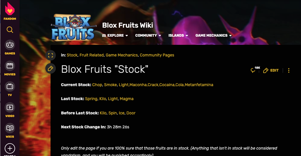 bloc fruits stock