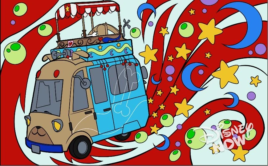 I colored The AWESOME Care Bus in Puppy Dog Pals from the Color Splash