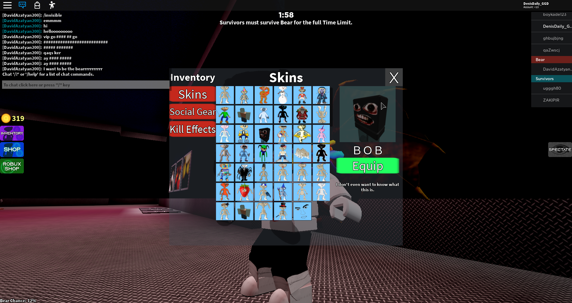 My Skin Inventory Fandom - dennis daily roblox survivor