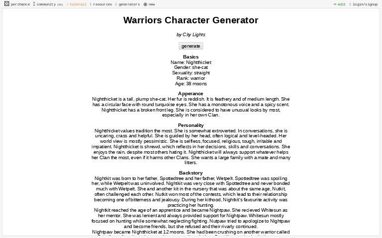 Warrior Cats Names Generator ― Perchance
