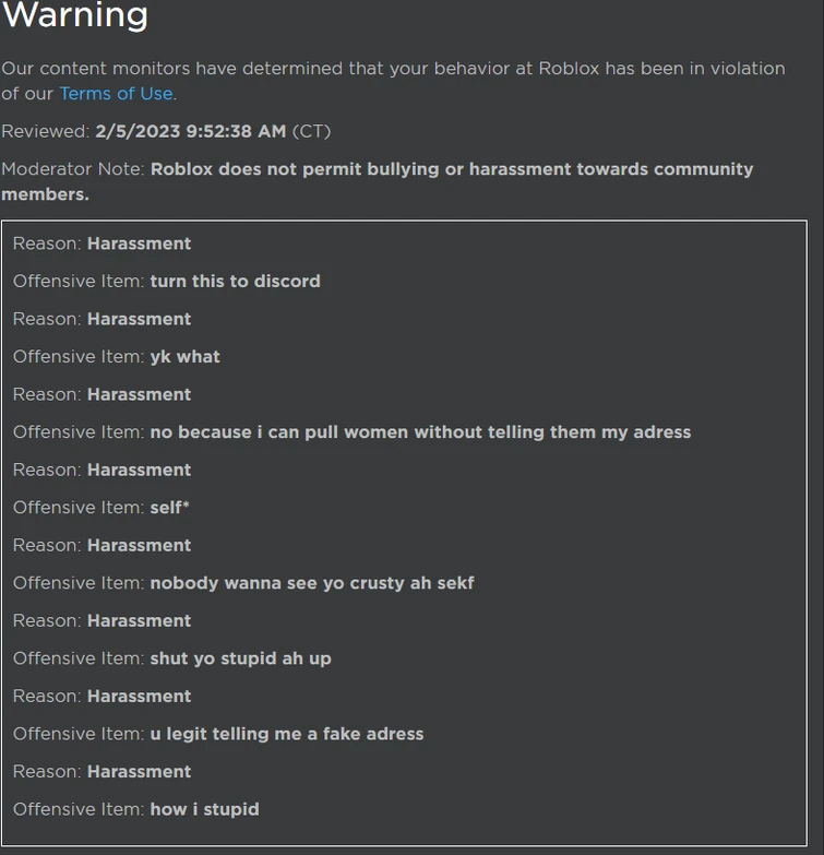 BRUH I GOT A WARNING JUST FOR TALKING BACK TO SOMEONE WHO SAID A DEATH