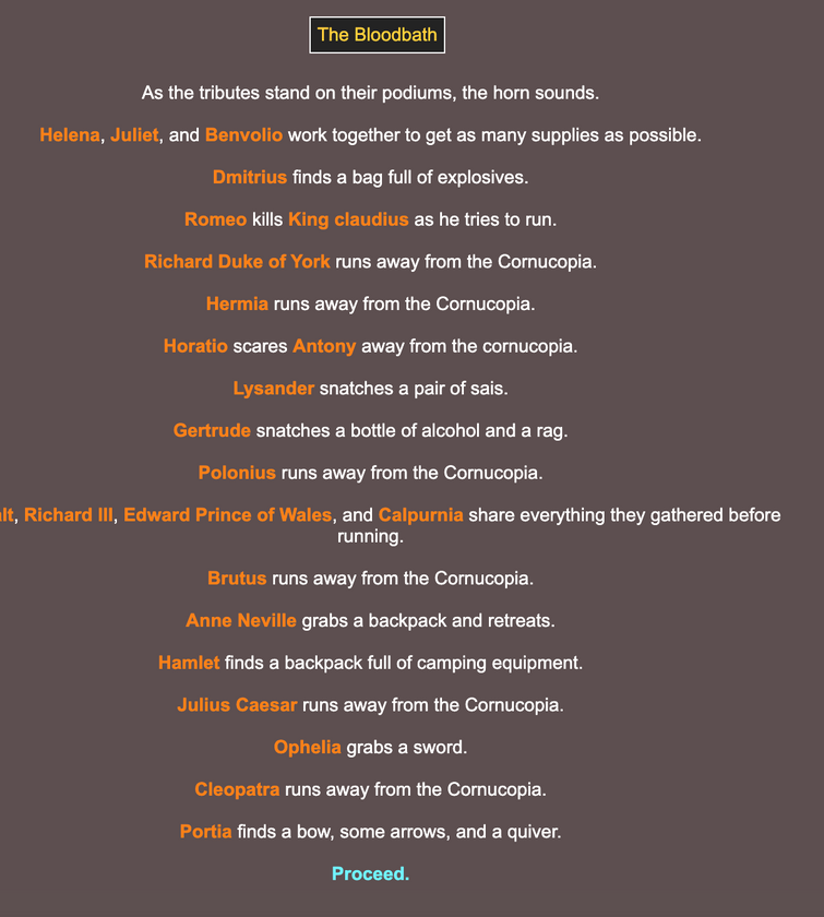 I'm making an au, and I'm using a hunger games simulator for it (I