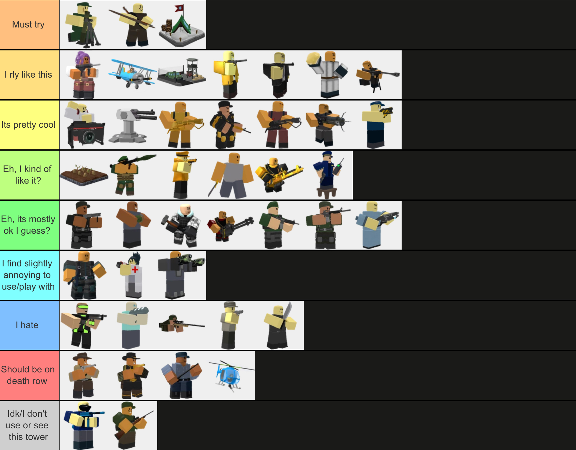 tier list based on how much i like em