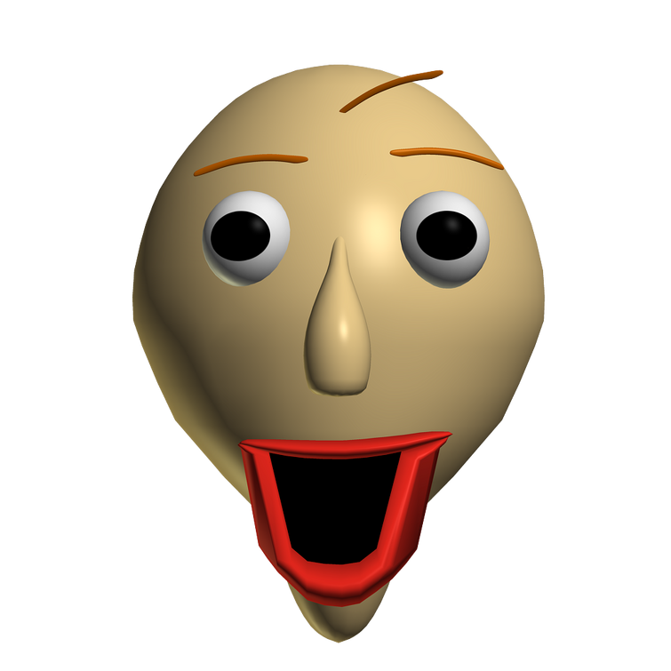 Baldi smiling and pointing with a ruler