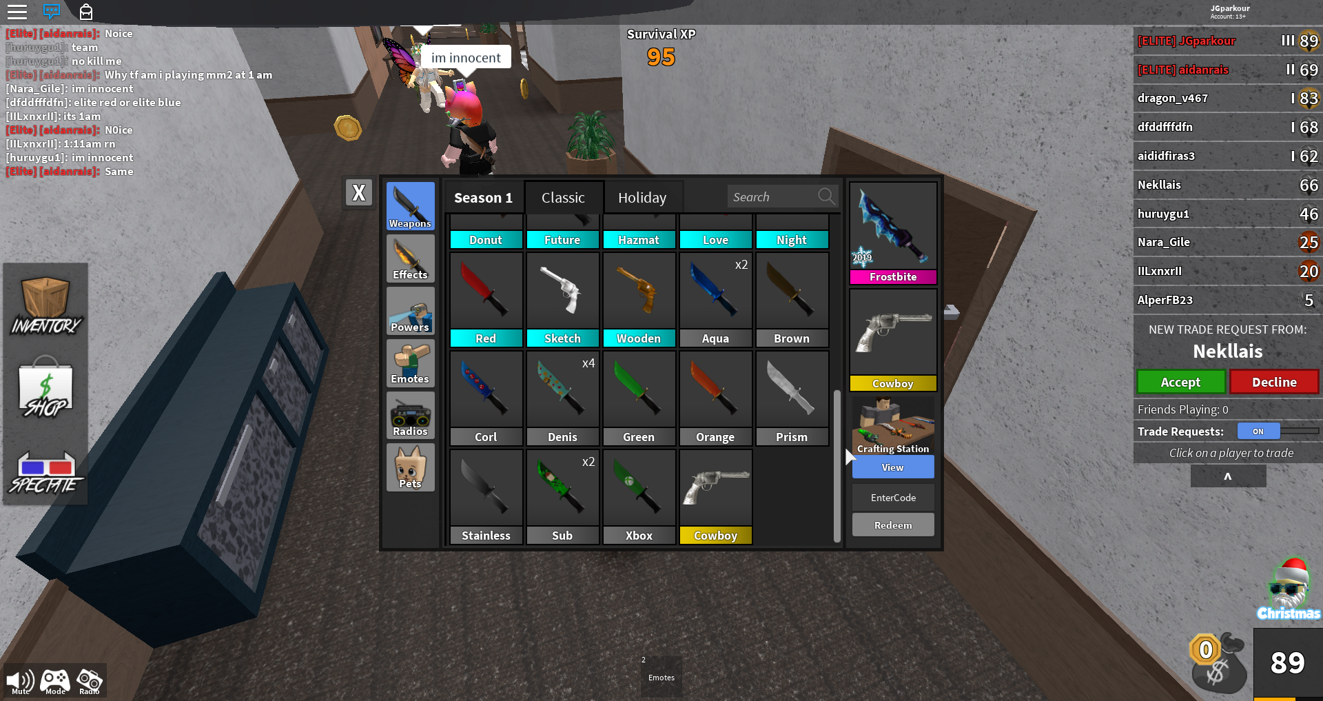 Trading My Mm2 Items For Adopt Me Items Fandom - roblox trading mm2