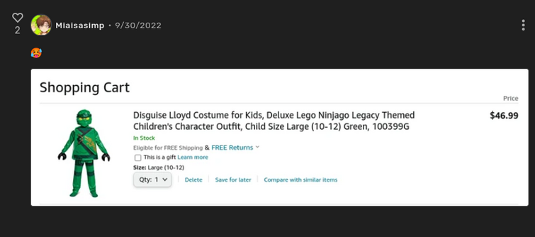 Kids Ninjago Nya Deluxe Boys Lego Costume, $46.99