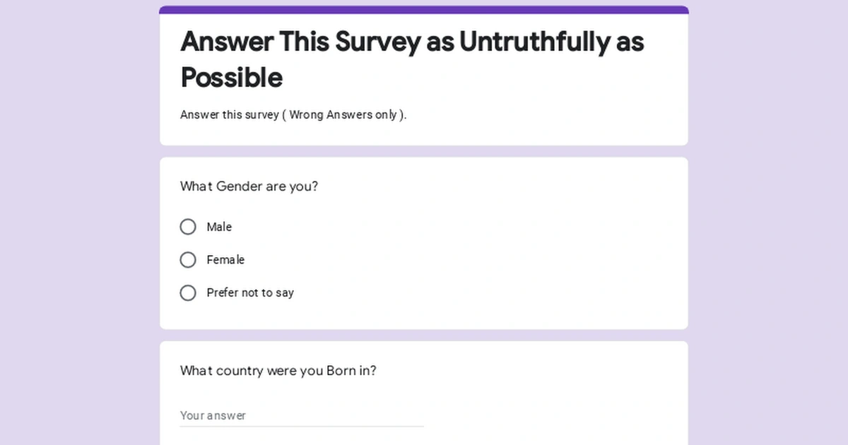 Answer this survey ( Wrong Answers Only ) Fandom