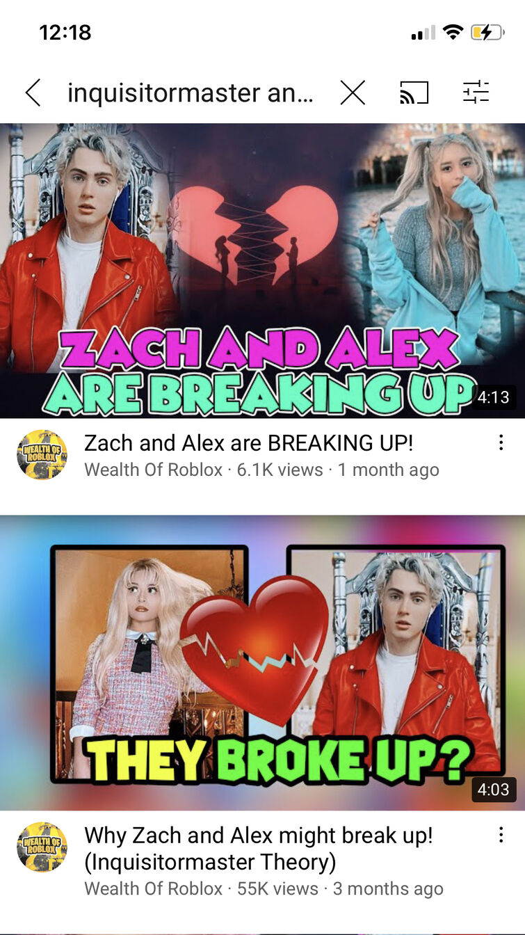 It Might Scare Me A Little Bit That Maybe Alex And Zach Might Break Up Fandom - alex and alex break up roblox