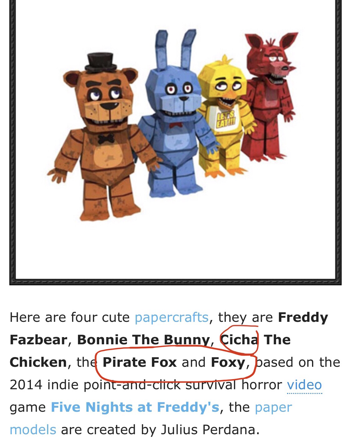 Resultado de imagen para five nights at freddy's papercraft foxy