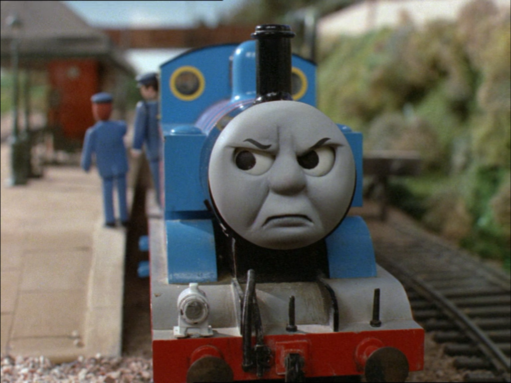 thomas the train mad face