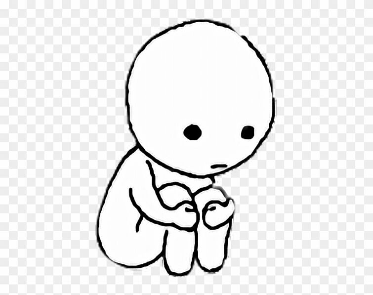 sad people clipart black and white