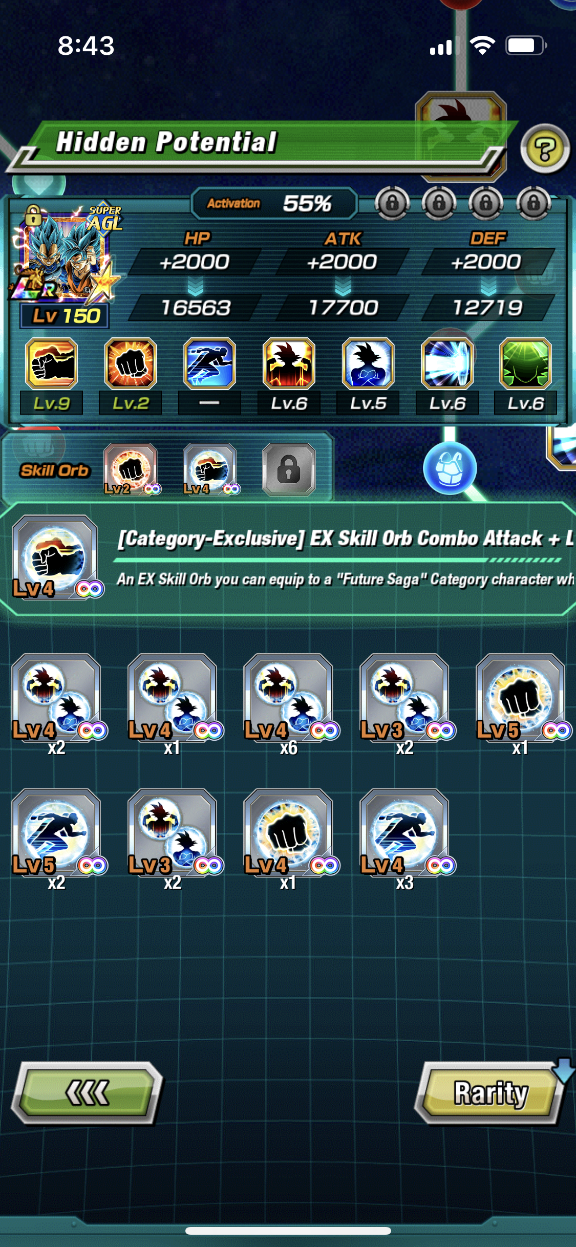 Which skill orbs should I use on my LR AGL Vegito Fandom