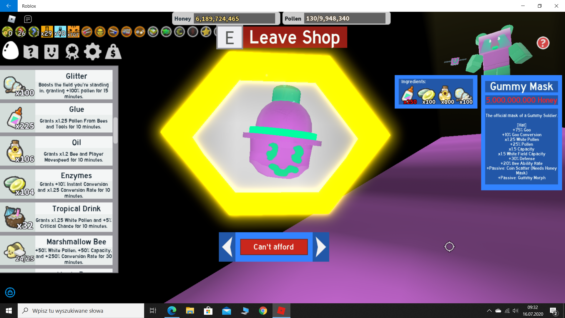 Roblox Bee Swarm Simulator Glue