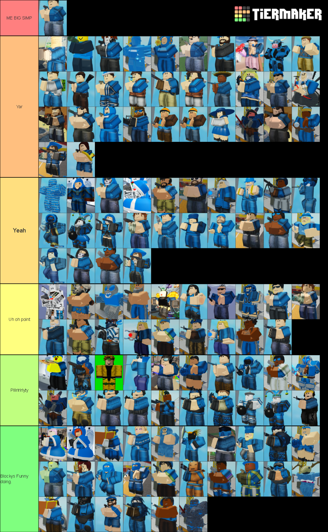 Heres My Skin Tier List Fandom - roblox arsenal skins tier list