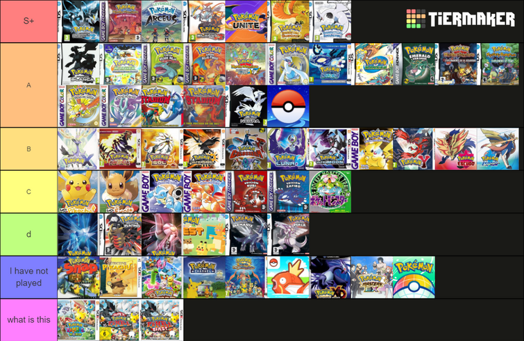 pokemon games tier list (including spin offs)