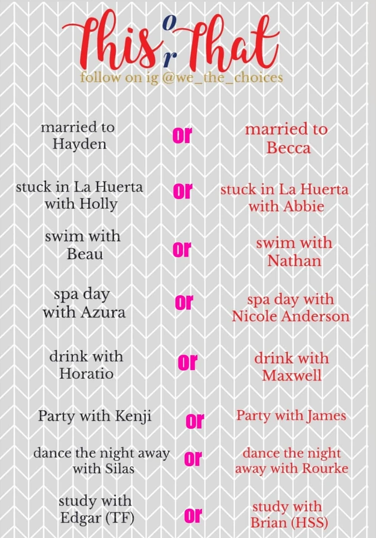 Choices This Or That Fandom